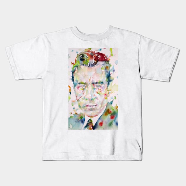 ALBERT CAMUS watercolor portrait .2 Kids T-Shirt by lautir